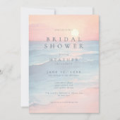 Modern Ocean Sunset Watercolor Beach Bridal Shower Einladung (Vorderseite)
