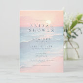 Modern Ocean Sunset Watercolor Beach Bridal Shower Einladung (Stehend Vorderseite)