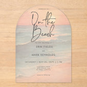 Modern Ocean Sunset Watercolor On Beach Wedding Acryleinladungen (Vorderseite)