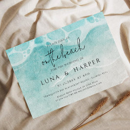 Modern Ocean Tide Watercolor Beach Save the Date Einladung