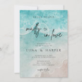 Modern Ocean Tide Watercolor Beach Wedding Einladung (Vorderseite)