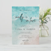 Modern Ocean Tide Watercolor Beach Wedding Einladung (Stehend Vorderseite)