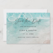 Modern Ocean Tide Watercolor Wedding Save The Date (Vorderseite)