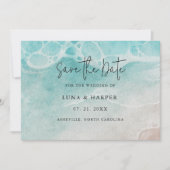 Modern Ocean Tide Watercolor Wedding Save The Date (Vorderseite)