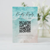 Modern Ocean Tide Wedding QR Code RSVP Card Save The Date (Stehend Vorderseite)