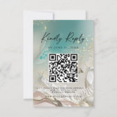 Modern Ocean Tide Wedding QR Code RSVP Card Save The Date (Vorderseite)