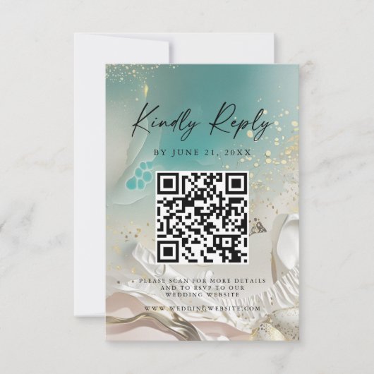 Modern Ocean Tide Wedding QR Code RSVP Card Save The Date (Vorderseite)