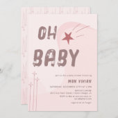 Modern Oh Baby Beige Ästhetische Babydusche Einladung (Vorne/Hinten)