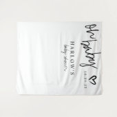 Modern Oh Baby Black and White Baby Dusche Banner Wandteppich (Vorderseite (Horizontal))