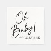 Modern Oh Baby Black Script Baby Dusche Serviette (Vorderseite)