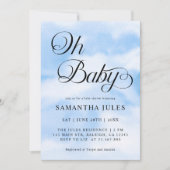 Modern Oh Baby Clouds Themed Baby Dusche Einladung (Vorderseite)