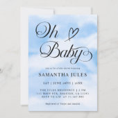 Modern Oh Baby Clouds Themed Baby Dusche Einladung (Vorderseite)