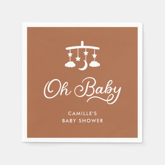 Modern Oh Baby Dusche Personalisiert Paper Napkin Serviette (Vorderseite)