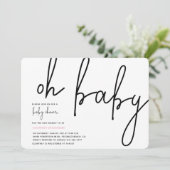 Modern Oh Baby Einladung Rosa (Stehend Vorderseite)