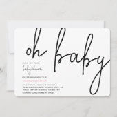 Modern Oh Baby Einladung Rosa (Vorderseite)