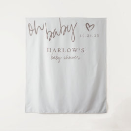 Modern Oh Baby Gender Neutral Baby Shower Banner Wandteppich