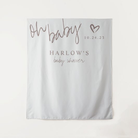 Modern Oh Baby Gender Neutral Baby Shower Banner Wandteppich (Vorderseite)