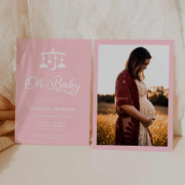 Modern Oh Baby Girl Foto Babydusche Einladung
