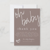 Modern Oh Baby Neutral Baby Dusche Danke Karte (Vorderseite)