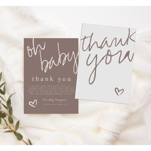 Modern Oh Baby Neutral Baby Dusche Danke Karte