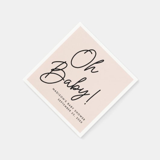 Modern Oh Baby Script Blush Baby Dusche Serviette (Ecke)