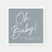 Modern Oh Baby Script Dusty Blue Baby Dusche Serviette (Vorderseite)