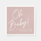 Modern Oh Baby Script Dusty Rose Babydusche Serviette (Vorderseite)