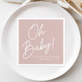 Modern Oh Baby Script Dusty Rose Babydusche Serviette