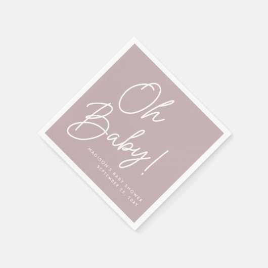 Modern Oh Baby Script Lila Babydusche Serviette (Ecke)