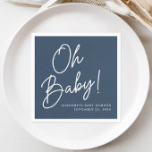Modern Oh Baby Script Navy Baby Dusche Serviette