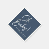 Modern Oh Baby Script Navy Baby Dusche Serviette (Ecke)