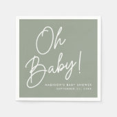 Modern Oh Baby Script Sage Green Baby Dusche Serviette (Vorderseite)
