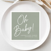 Modern Oh Baby Script Sage Green Baby Dusche Serviette