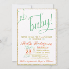 Modern Oh Baby Shower Cornflakes Gold Glitzer Einladung