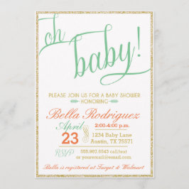 Modern Oh Baby Shower Cornflakes Gold Glitzer Einladung