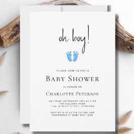 Modern Oh Boy Blue Baby Dusche Einladung