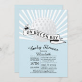 Modern Oh Boy Golf Ball Boys Baby Dusche Einladung (Vorne/Hinten)