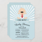 Modern Oh Boy Mustache Boys Baby Dusche Einladung (Vorne/Hinten)