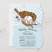 Modern Oh Boy Sports Baseball Boys Baby Dusche Einladung (Vorderseite)
