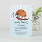 Modern Oh Boy Sports Basketball Boys Babydusche Einladung (Stehend Vorderseite)