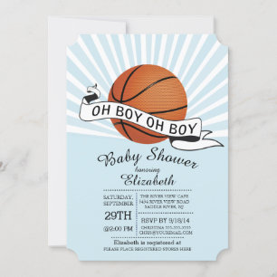 Modern Oh Boy Sports Basketball Boys Babydusche Einladung