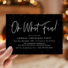 Modern Oh, was Spaß Script Black Holiday Party Einladung