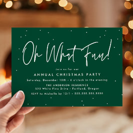Modern Oh, was Spaß Script Green Holiday Party Einladung