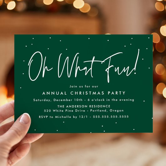 Modern Oh, was Spaß Script Green Holiday Party Einladung