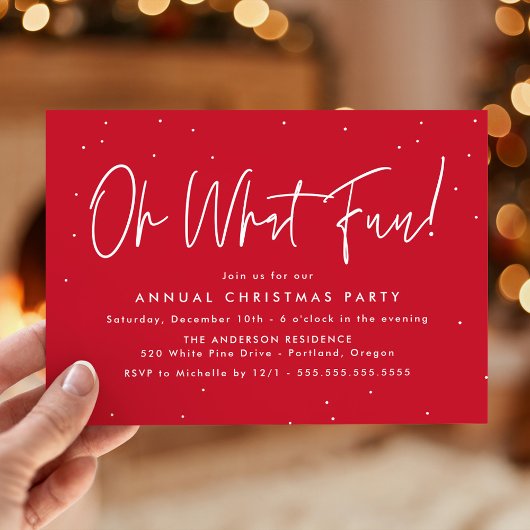 Modern Oh, was Spaß Script Red Holiday Party Einladung