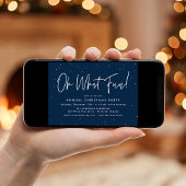 Modern Oh What Fun Script Navy Holiday Party Einladung