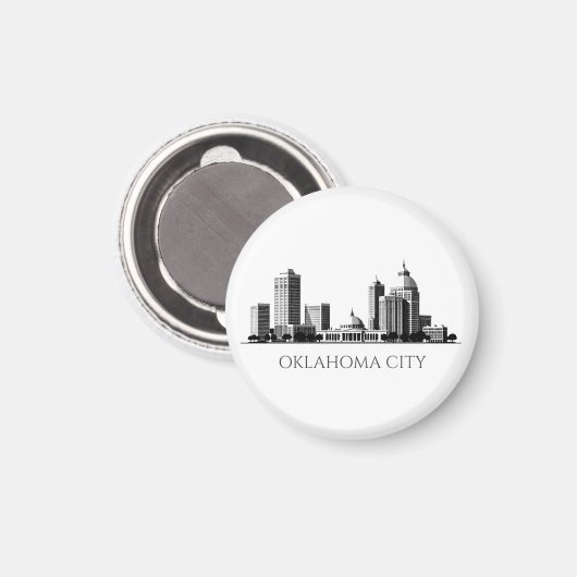 Modern Oklahoma City Stylized Skyline Magnet (Vorderseite/Rückseite)