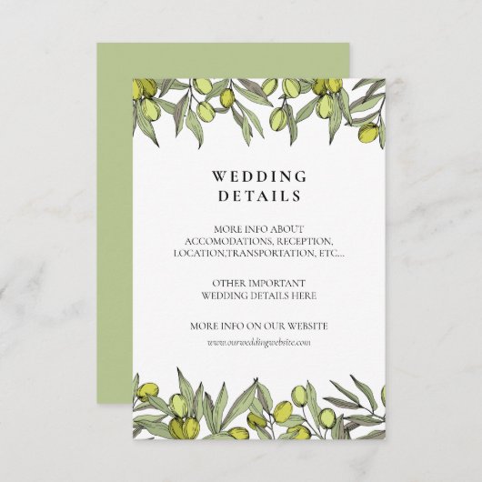 Modern Olive Branch Hochzeitskarte Begleitkarte (Vorne/Hinten)