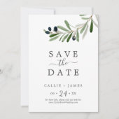 Modern Olive Branch Save the Date Card (Vorderseite)