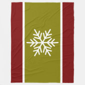 Modern Olive Deep Red Stripes White Snowflake Fleecedecke (Vorderseite)
